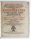 FABRICIUS, JOHANN. Consideratio variorum controversiarum. 1704 + FABRICIUS, JOHANN ALBERT. Delectus argumentorum. 1725